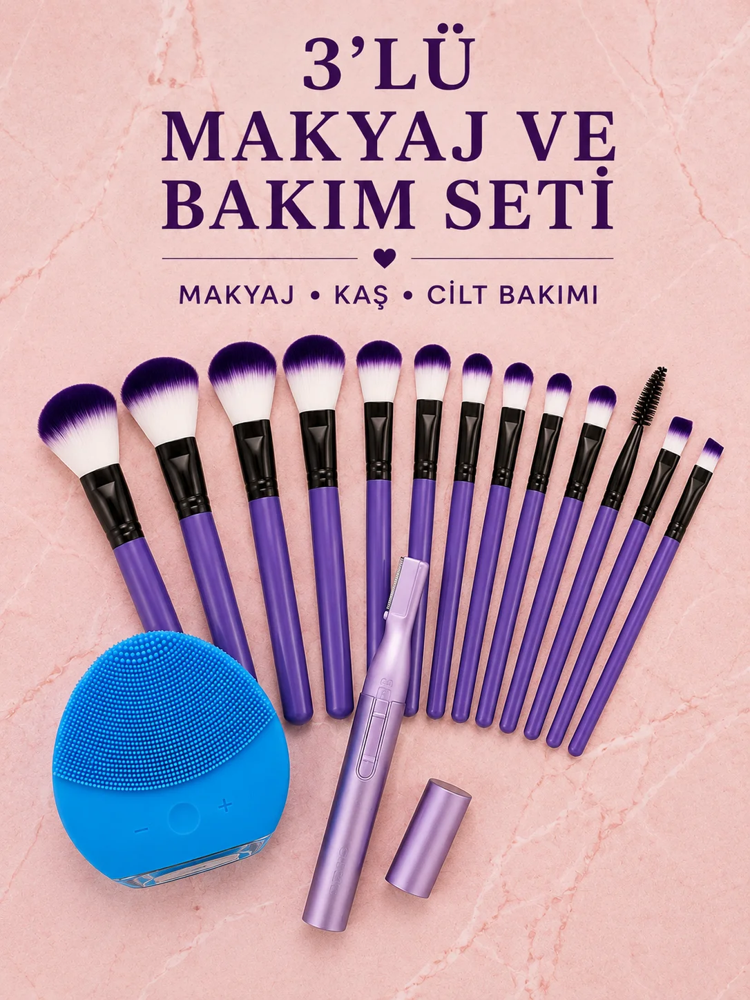 3’lü Makyaj ve Cilt Bakım Seti 12 Parça Makyaj Fırçası Kaş Alma Düzeltme ve Silikon Yüz Temizleme Cihazı Fiyatı, Yorumları ve Özellikleri