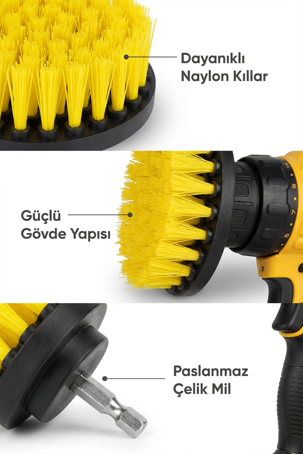 3lü Matkap Ucu Banyo Küvet Duşakabin Araba Tekerliği Koltuk Yıkam