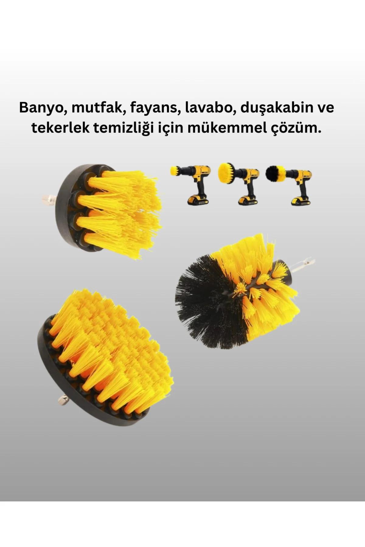 3’lü Matkap Ucu Temizlik Fırçası Seti Çok Amaçlı