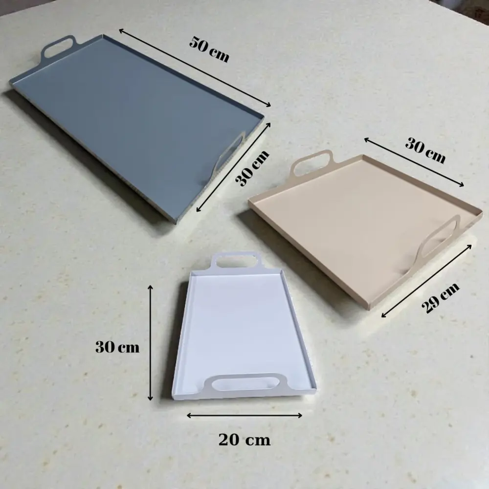 3’lü Modern Metal Nişan Tepsisi, Çay Tepsisi, Sunum Tepsisi