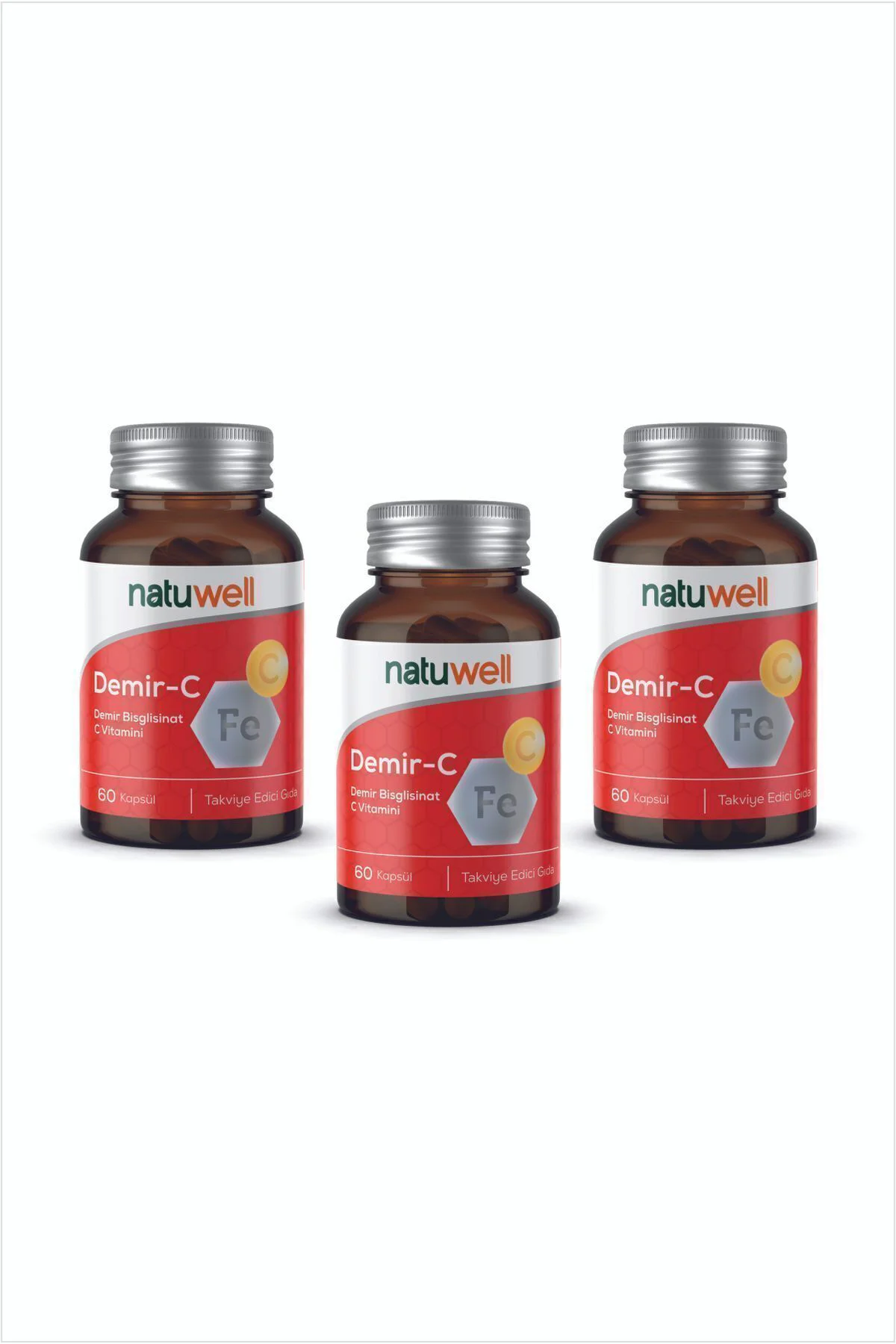 3'lü Natuwell Demir-C (Demir Bisglisinat + C Vitamini) 60 Kapsül 3'lü Natuwell Demir-C (Demir Bisglisinat + C Vitamini) 60 Kapsül