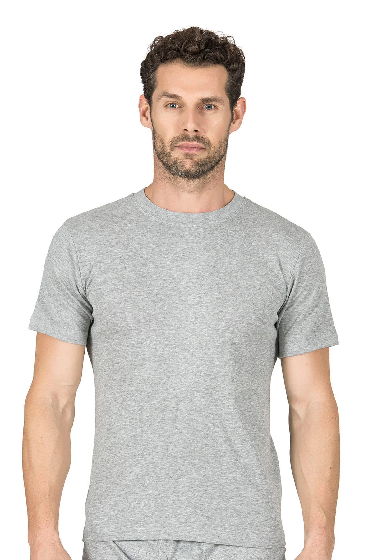 3'lü Paket Erkek Ribana Esnek Rahat Kapalı Yaka Yarım Kol Atlet F