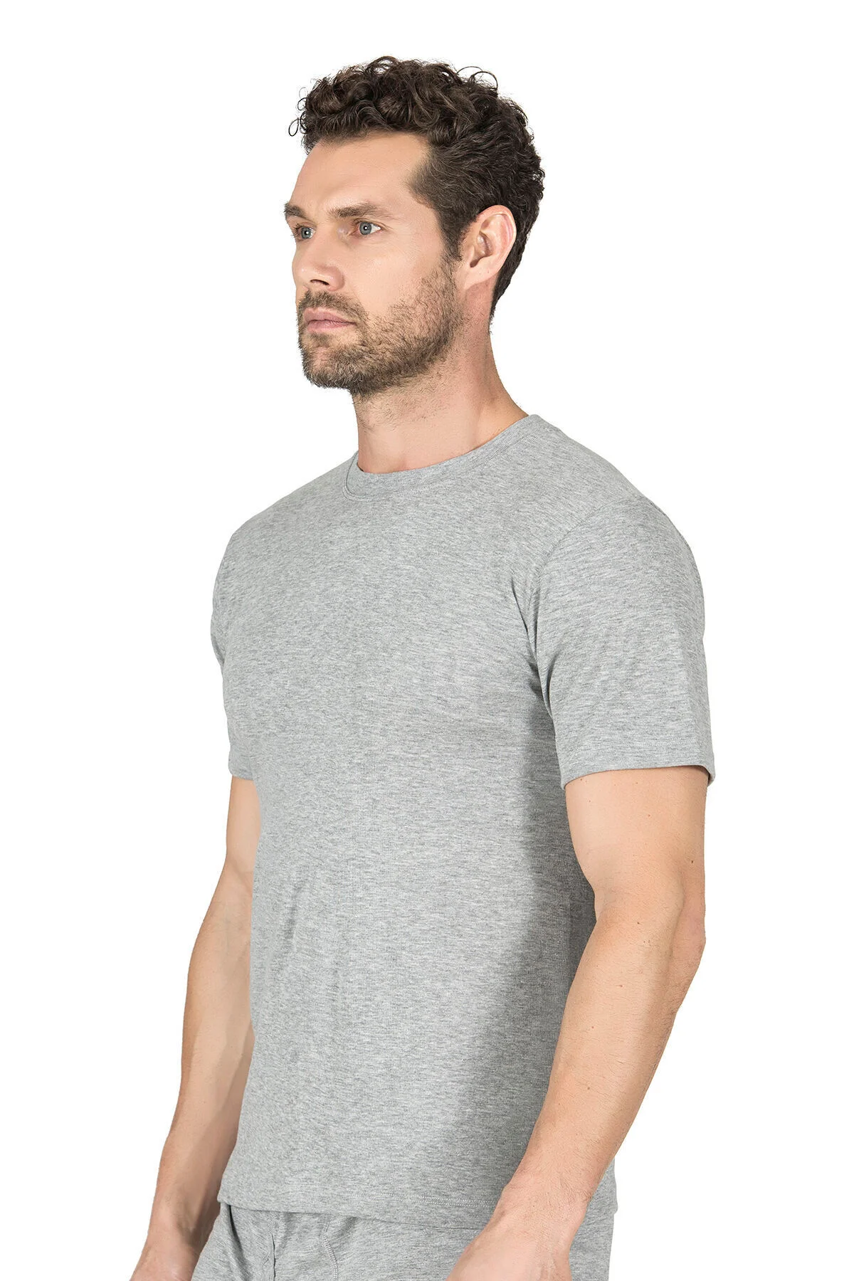 3'lü Paket Erkek Ribana Esnek Rahat Kapalı Yaka Yarım Kol Atlet F