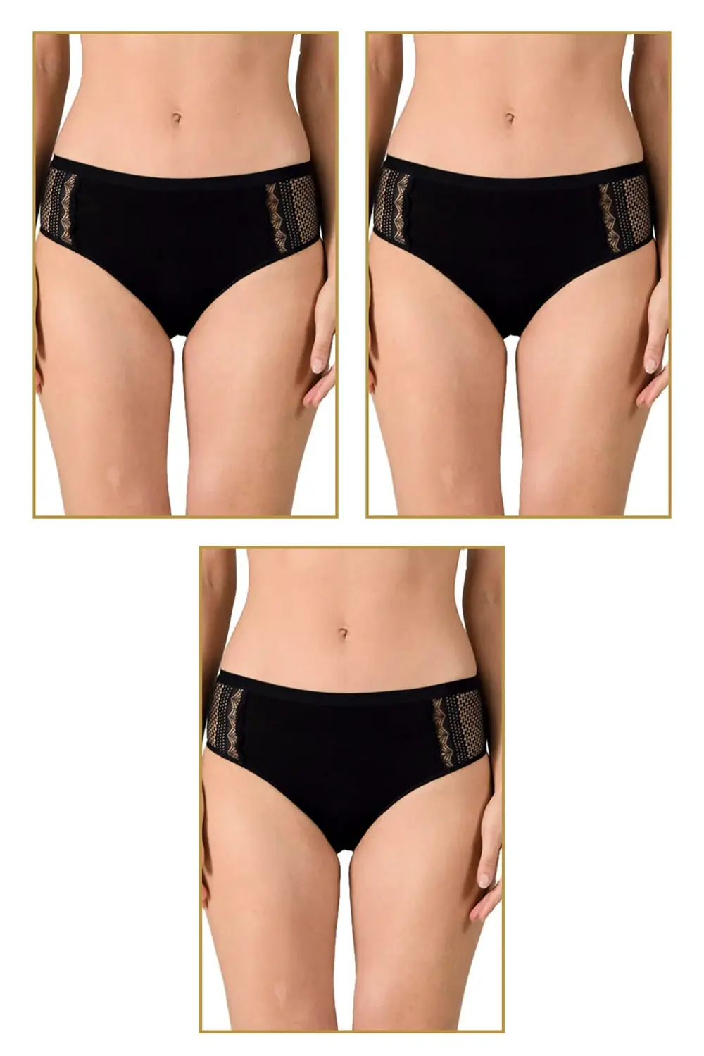 3'lü Paket Kadın Modal Pamuklu Dantelli Bato Külot