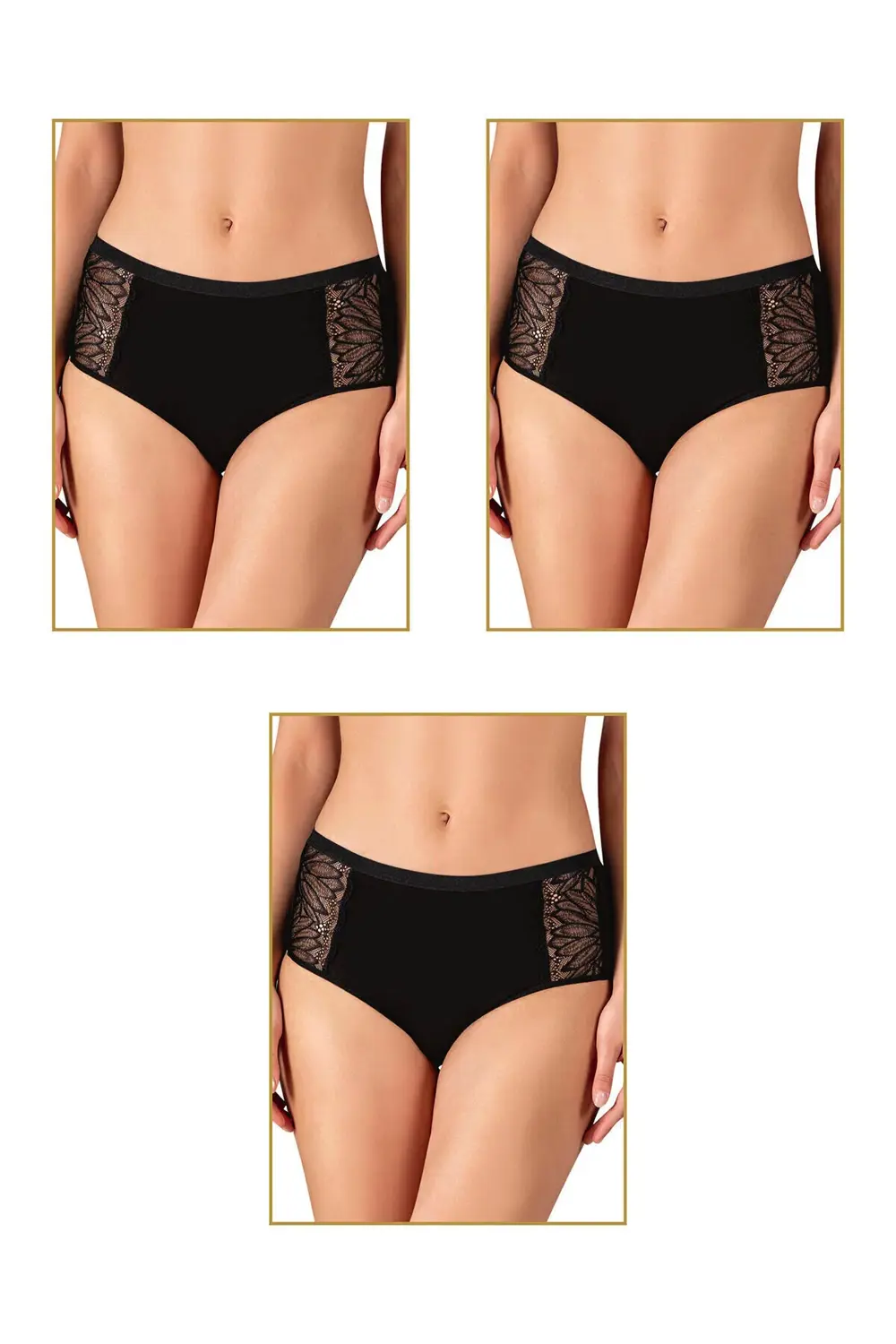 3'lü Paket Kadın Süprem Likralı Pamuklu Slip Bato Külot