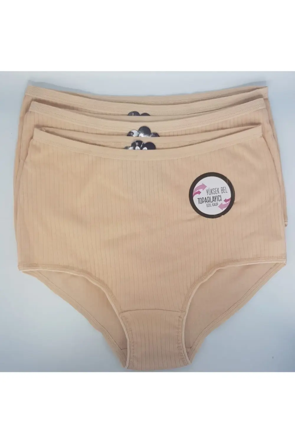 3'lü Paket Ten Özel Kalıp Yüksek Bel Toparlayıcı Külot 3978 Fua S