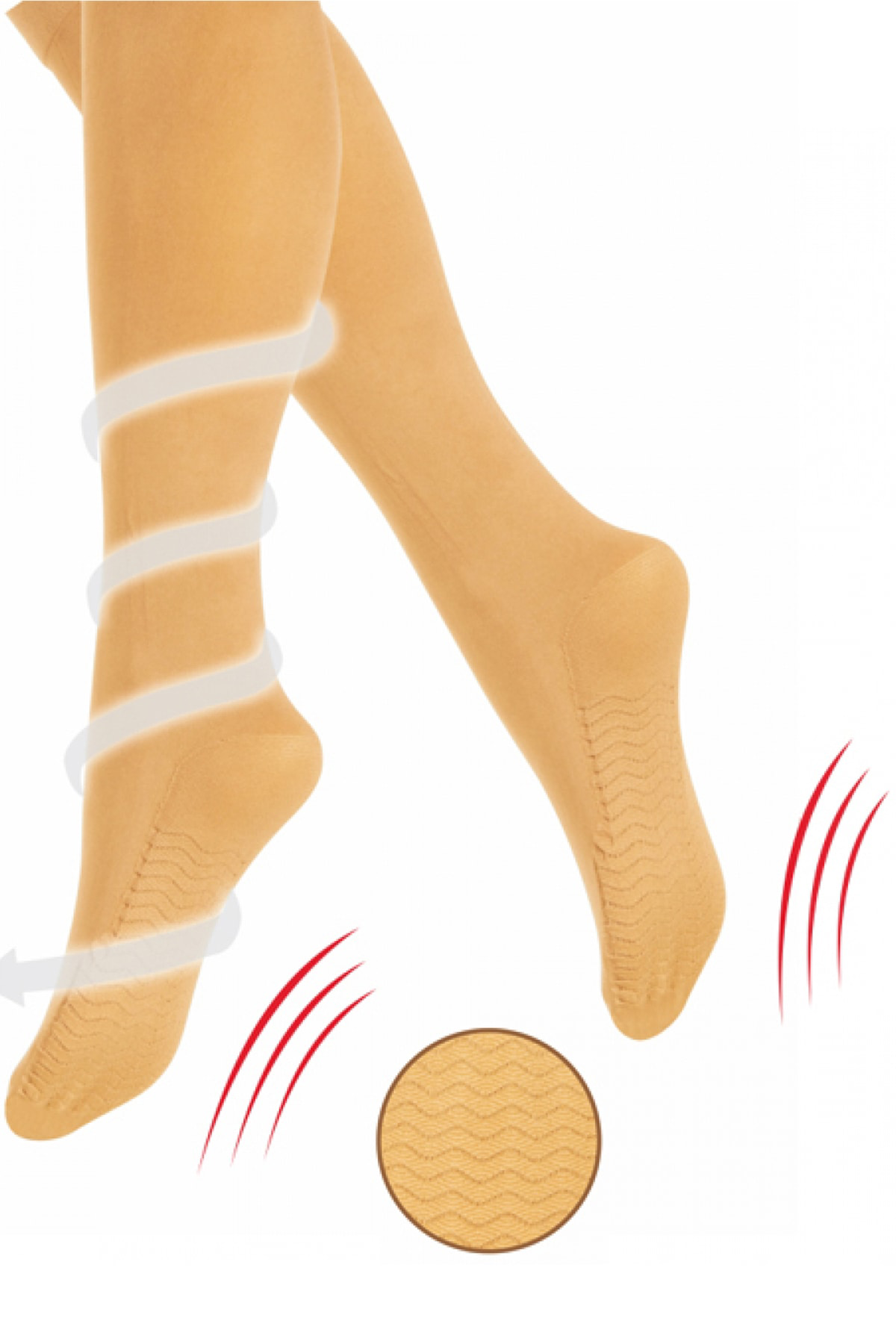 3'lü Paket Ten Rengi Masaj Çorabı Dizaltı