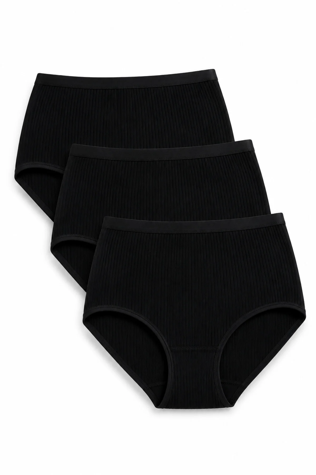 3'lü Paket Yüksek Bel Çizgili Bato Kadın Külot %100 Pamuk Geniş Kalıp Siyah Beyaz Ten M-3XL 3'lü Paket Yüksek Bel Çizgili Bato Kadın Külot %100 Pamuk Geniş Kalıp Siyah Beyaz Ten M-3XL