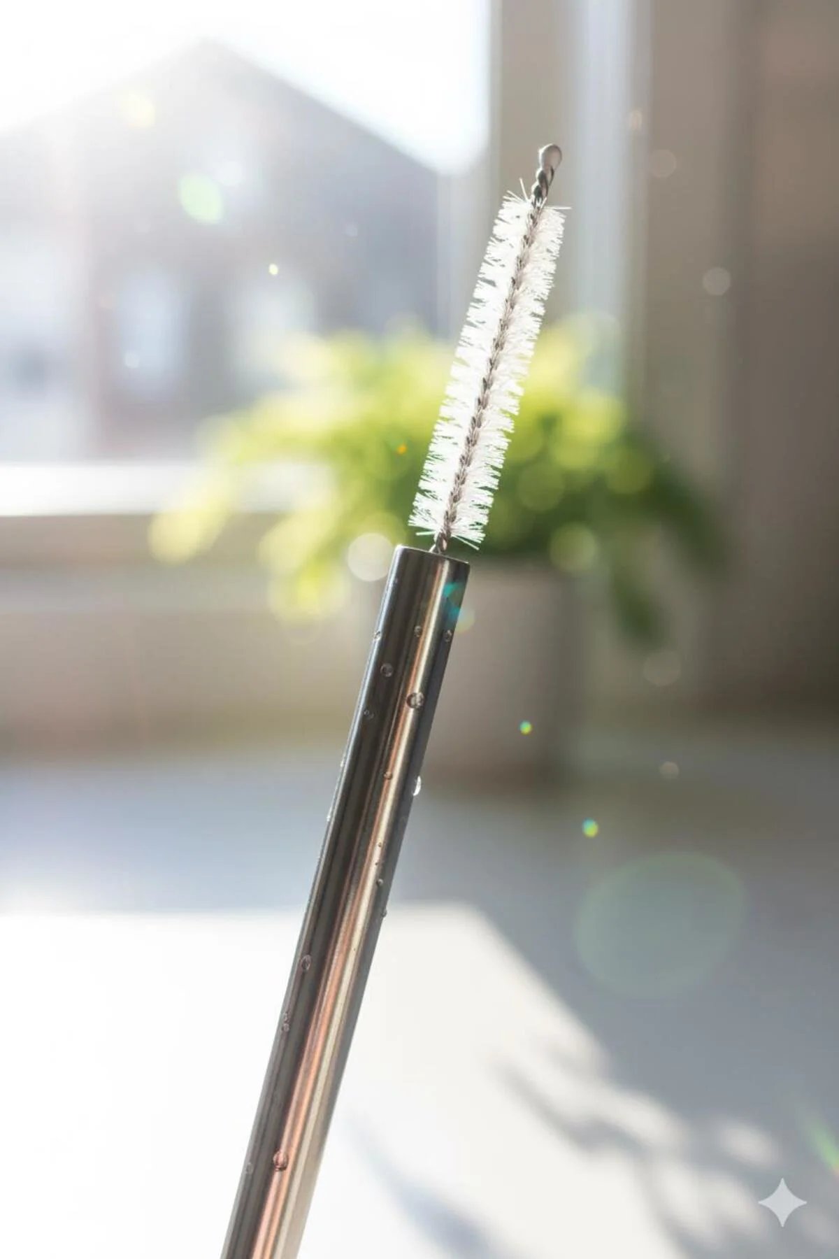 3'lü Paslanmaz Çelik Pipet Temizleme Fırçası Seti, Metal Cam Bamb