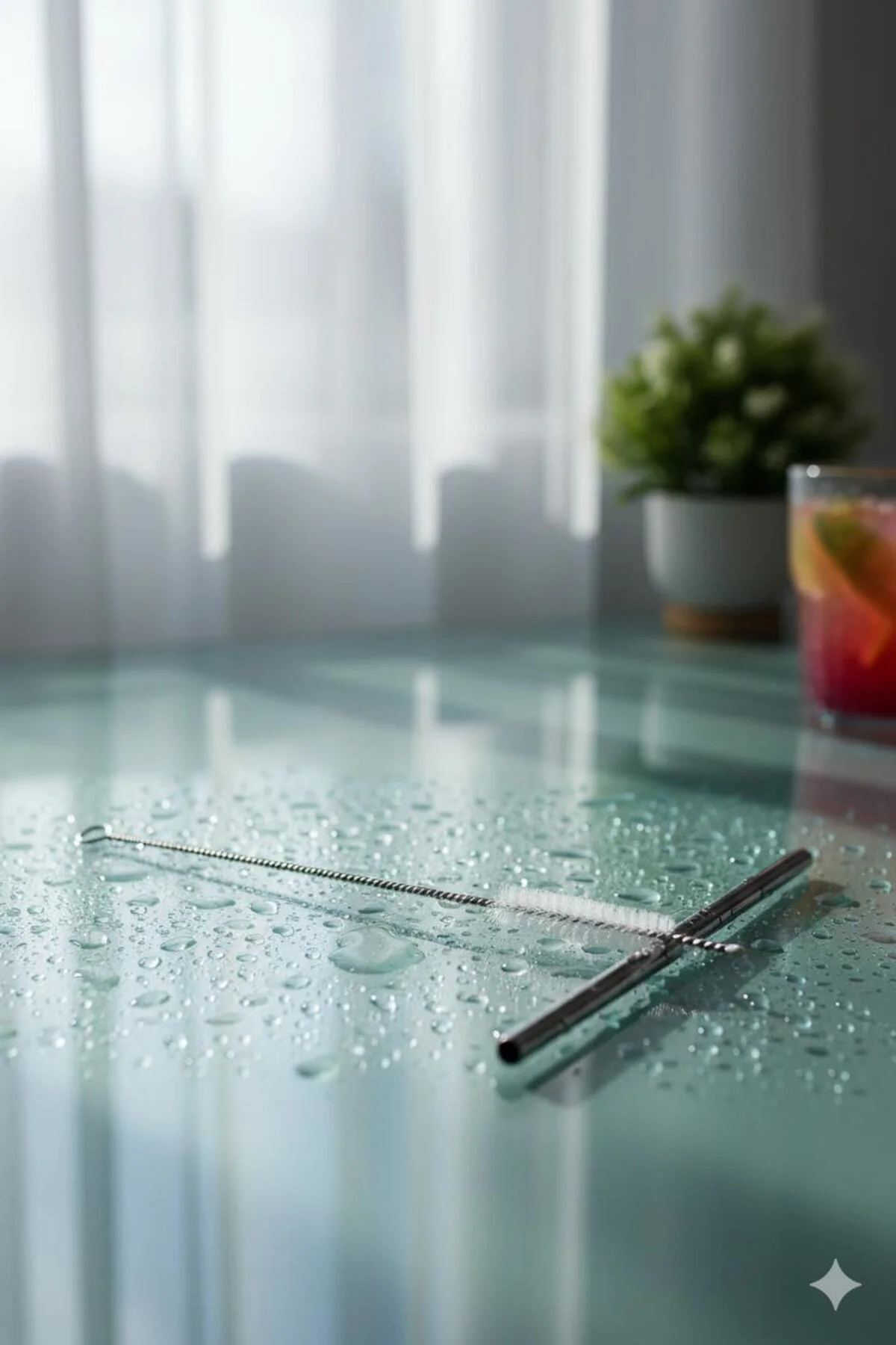 3'lü Paslanmaz Çelik Pipet Temizleme Fırçası Seti, Metal Cam Bamb