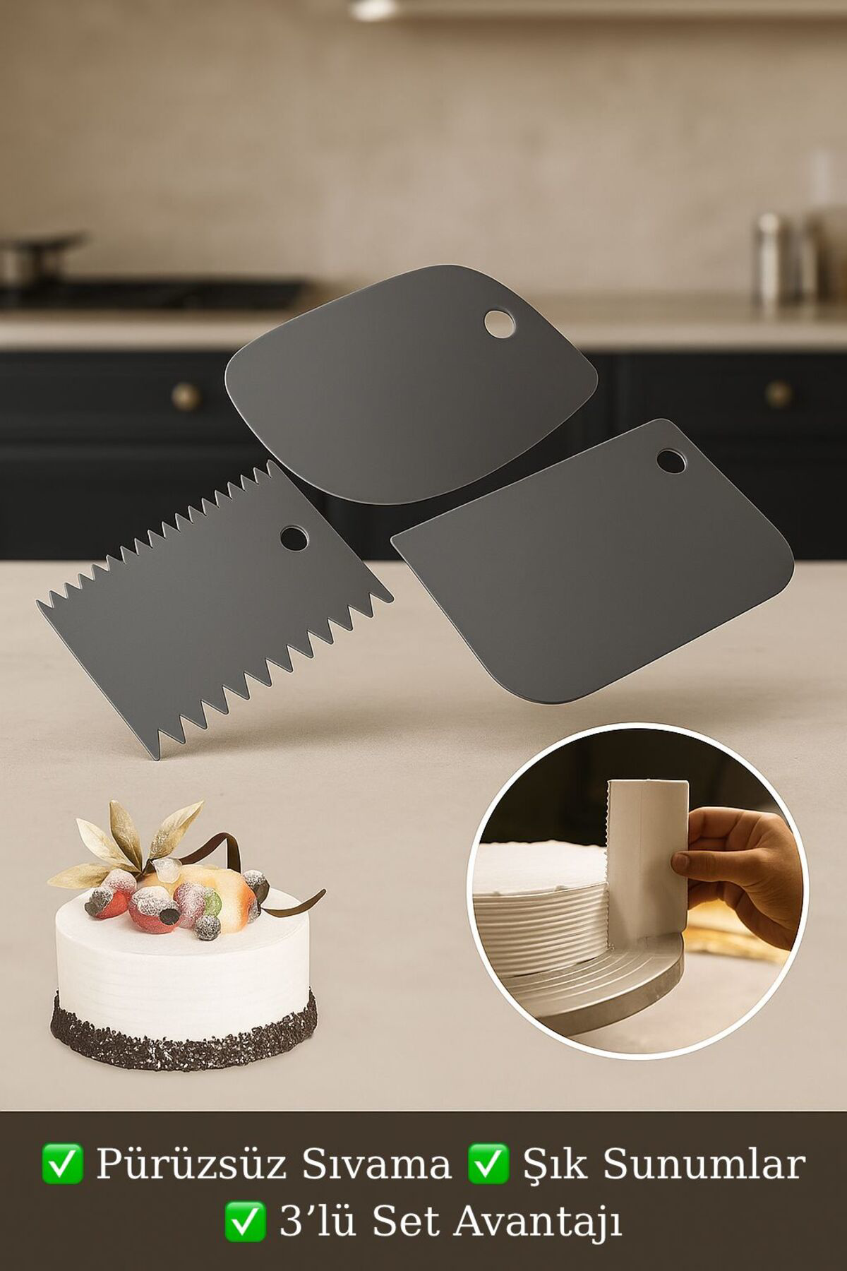 3’lü Pasta Sıvama Spatula Seti