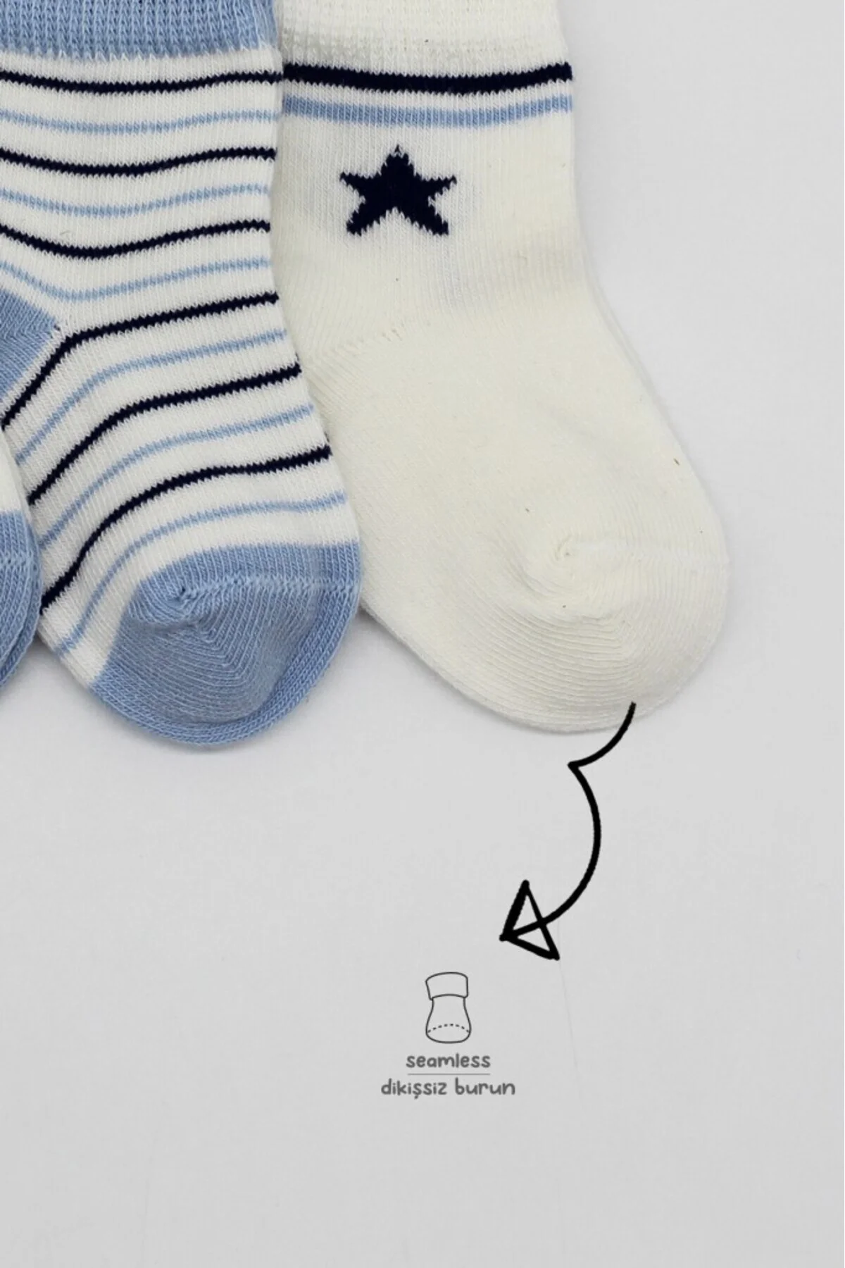 3'Lü Penye Boy And Girl Soket Çorap BS10114 Mavi