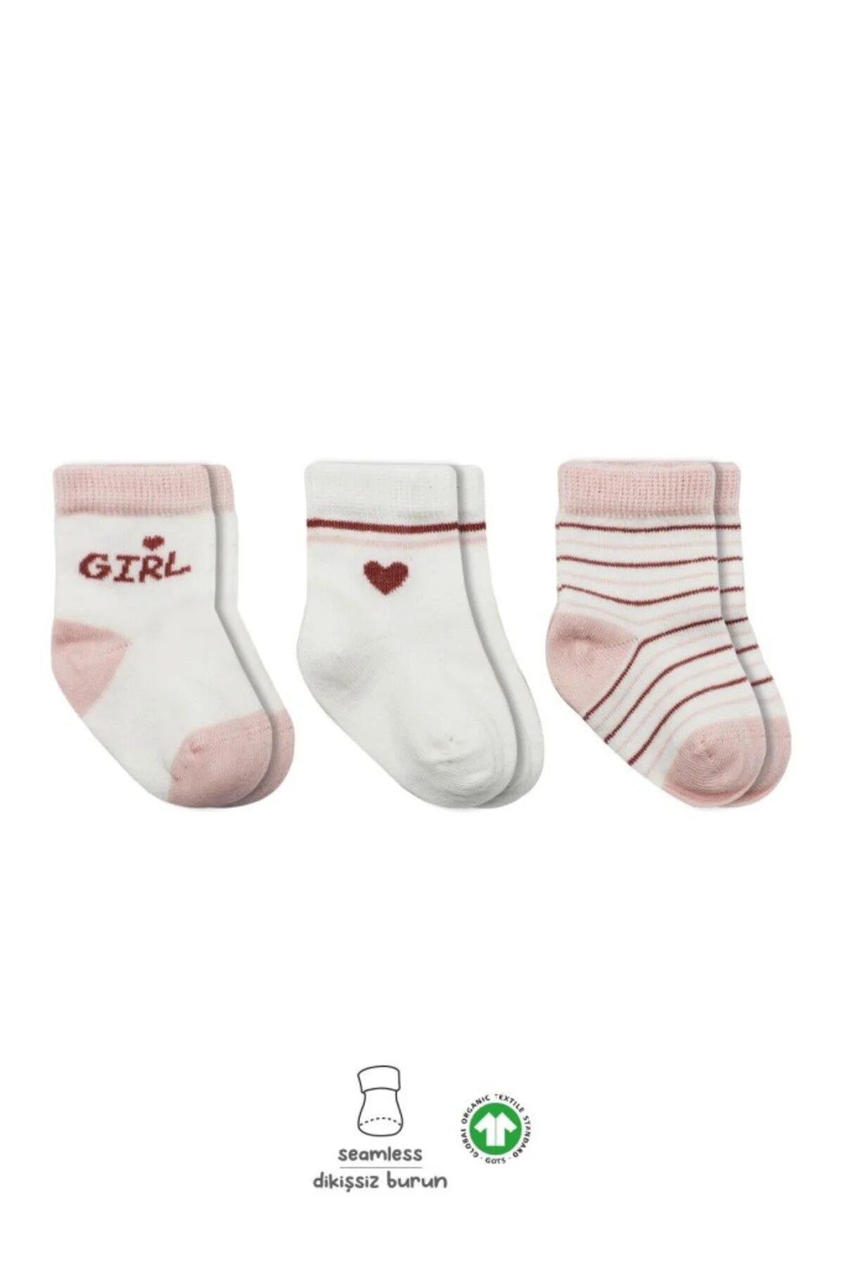 3'Lü Penye Boy And Girl Soket Çorap BS10114 Pembe