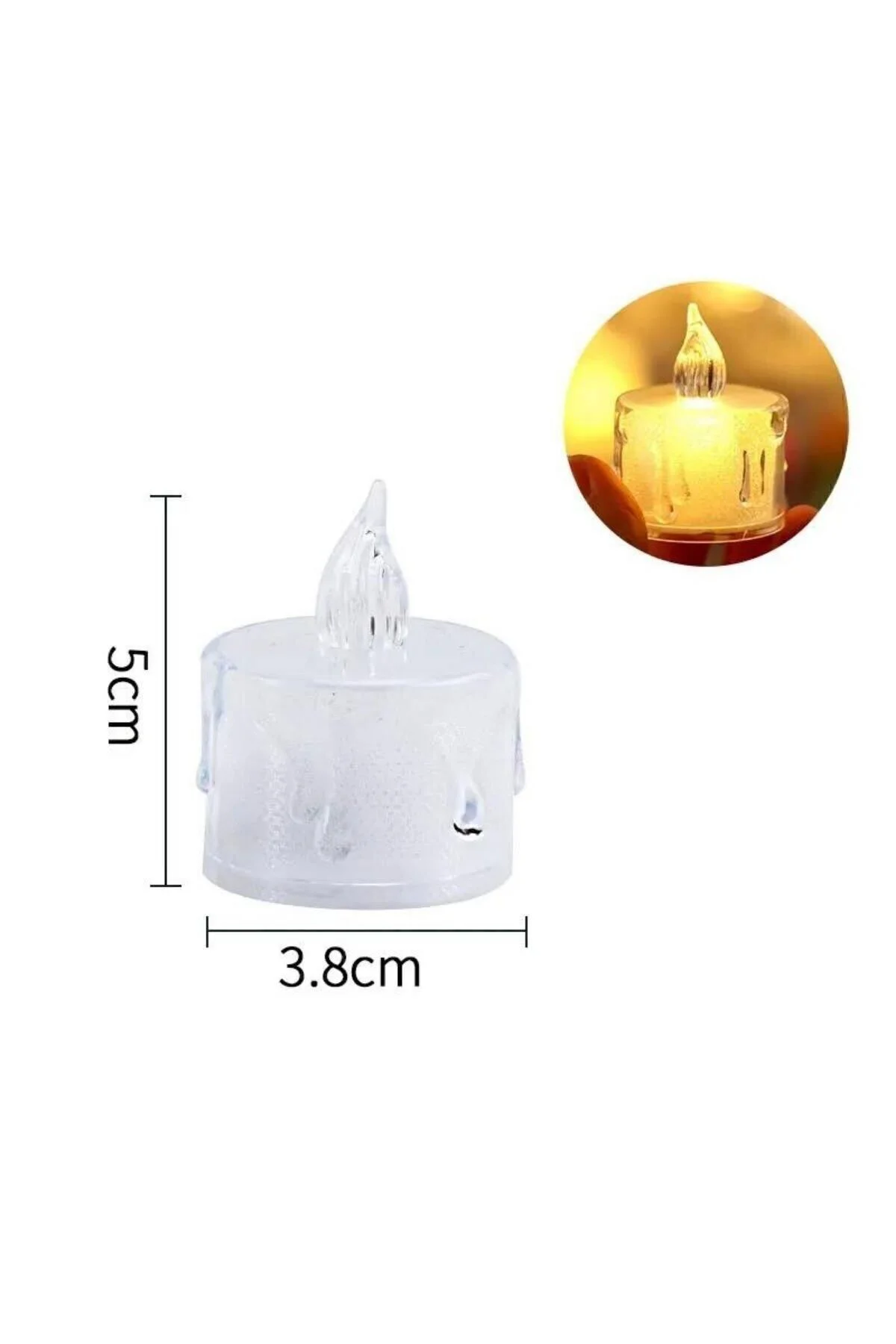 3'lü Pilli Dekoratif Simli Led Mum 5cm
