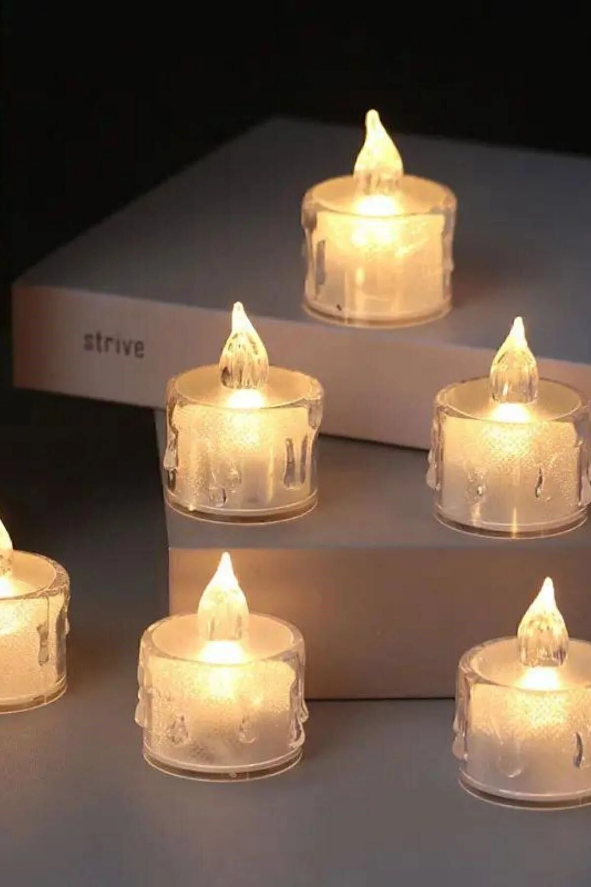 3'lü Pilli Dekoratif Simli Led Mum 5cm