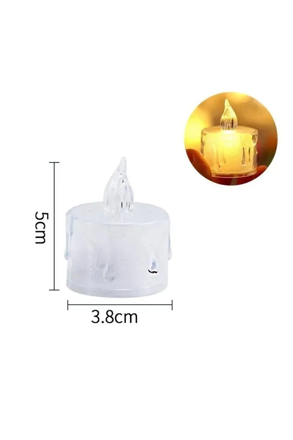 3'lü Pilli Dekoratif Simli Led Mum 5cm