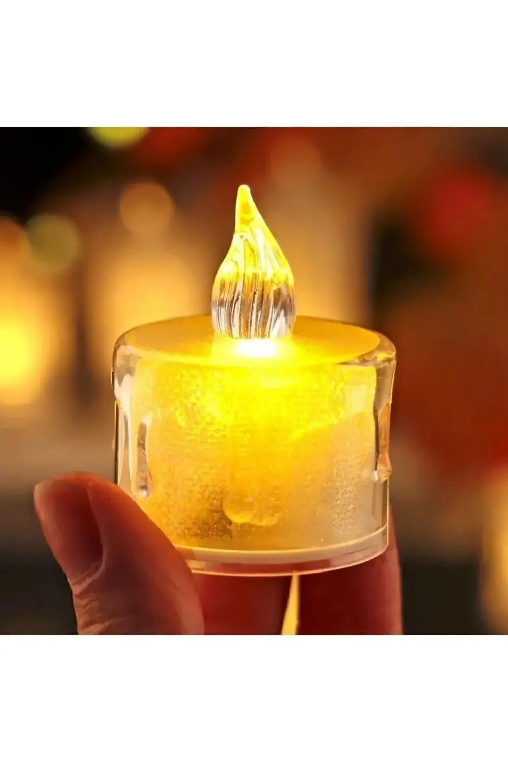 3'lü Pilli Dekoratif Simli Led Mum 5cm