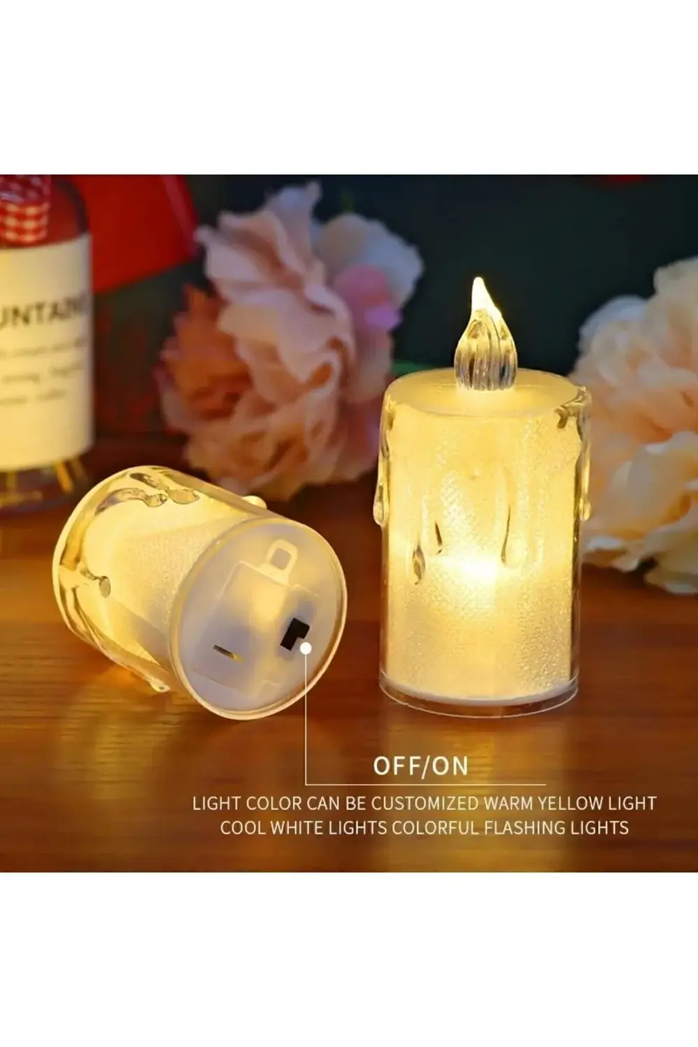 3'lü Pilli Dekoratif Simli Led Mum 7.5 Cm