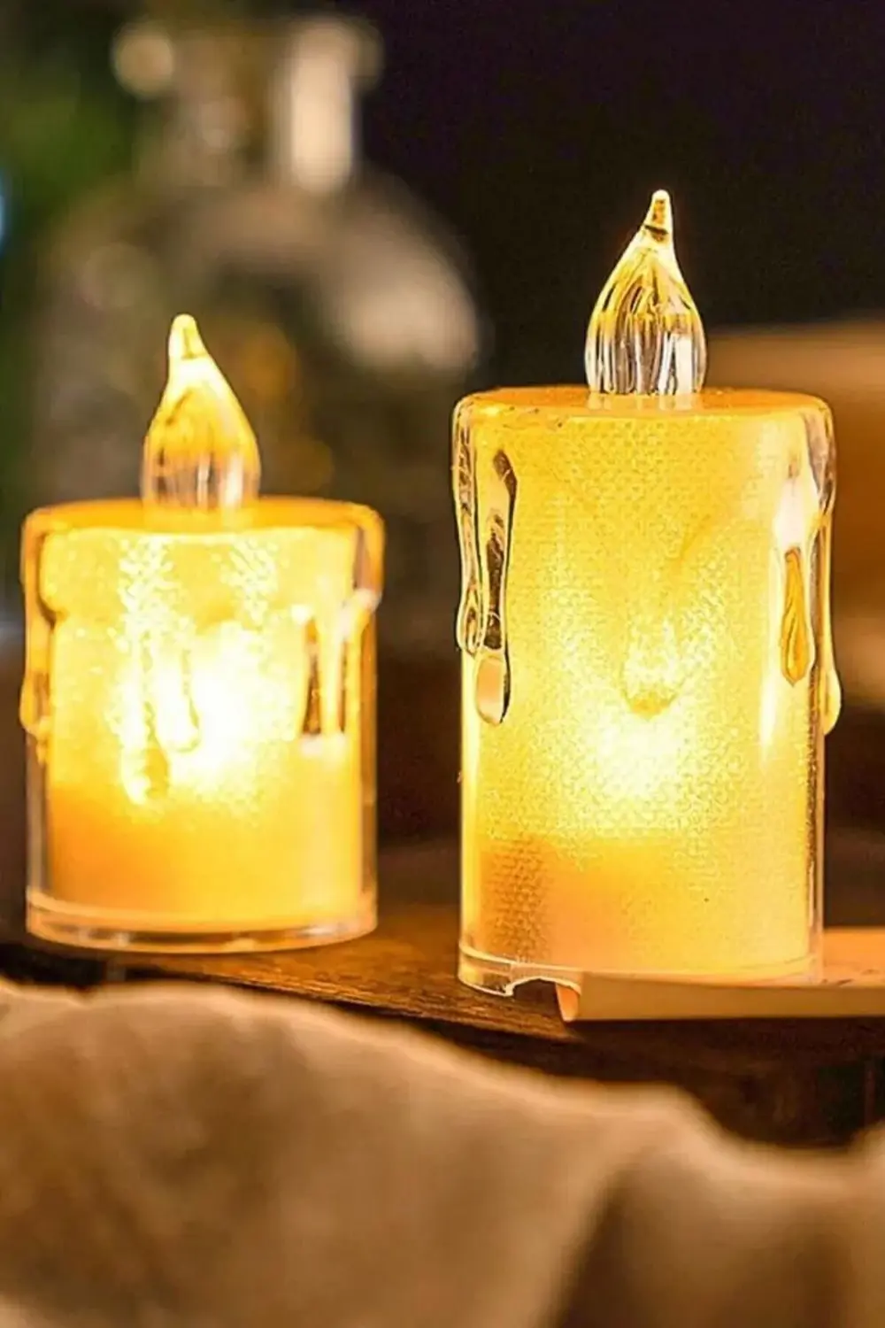 3'lü Pilli Dekoratif Simli Led Mum 7.5 Cm