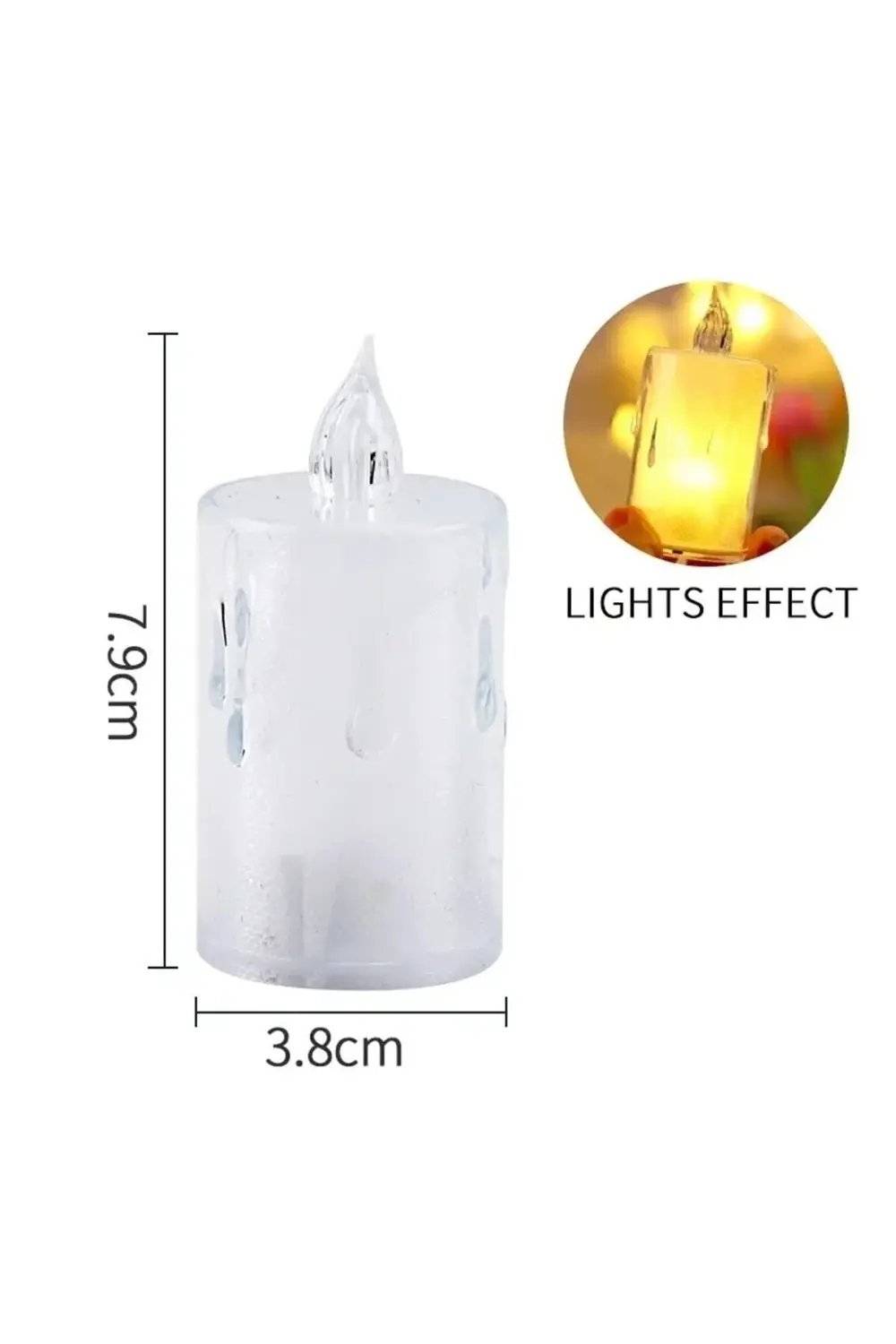 3'lü Pilli Dekoratif Simli Led Mum 7.5 Cm