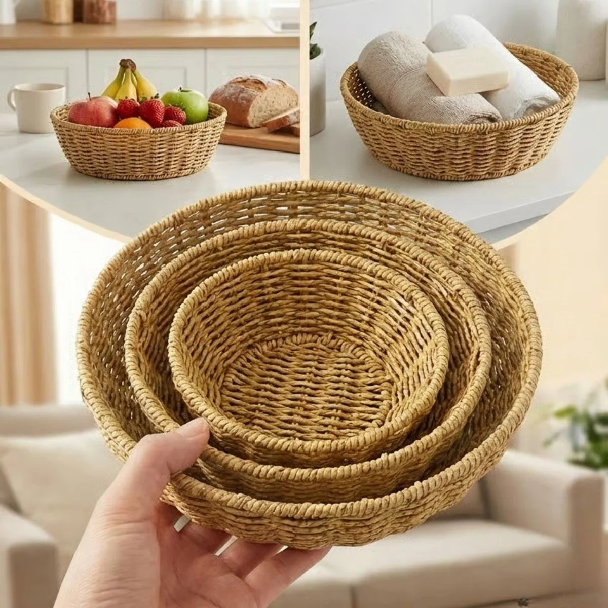 3’lü Plastik Rattan Çanak Seti – Hasır Görünümlü İç İçe Geçebilen Sunum Ve Düzenleme Kaseleri, Mutfak &amp;amp; Masaüstü Çok Amaçlı Organizer Bx40 Fiyatı, Yorumları ve Özellikleri