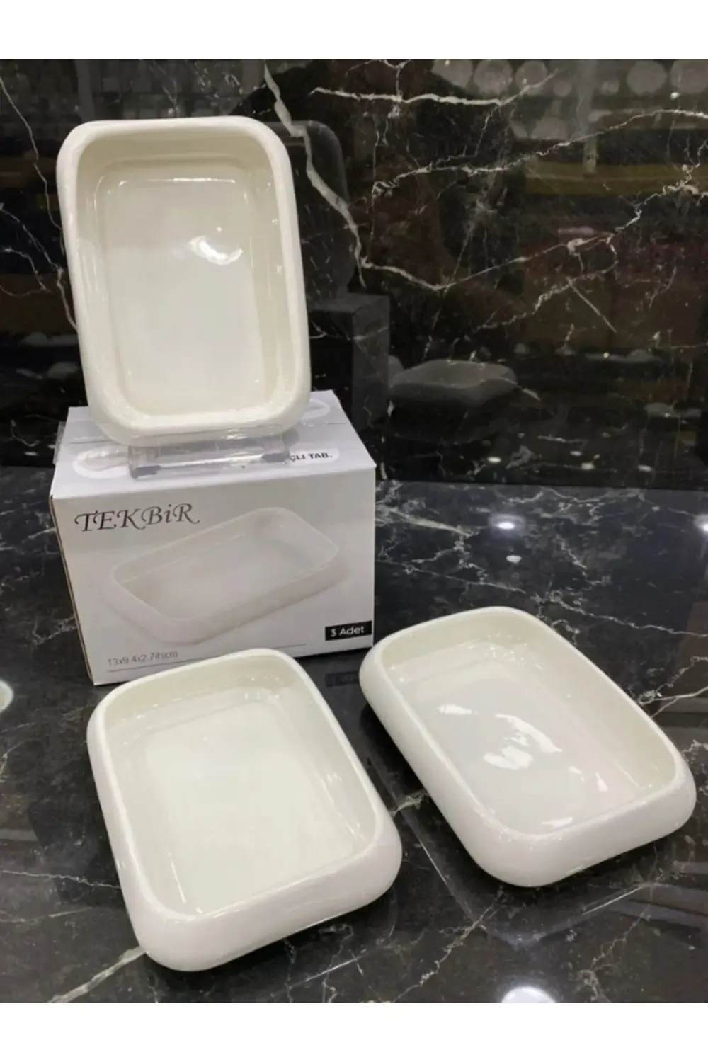 3'LÜ PORSELEN ÇOK AMAÇLI SUNUM TABAĞI 13X9.4X2.7(h) cm