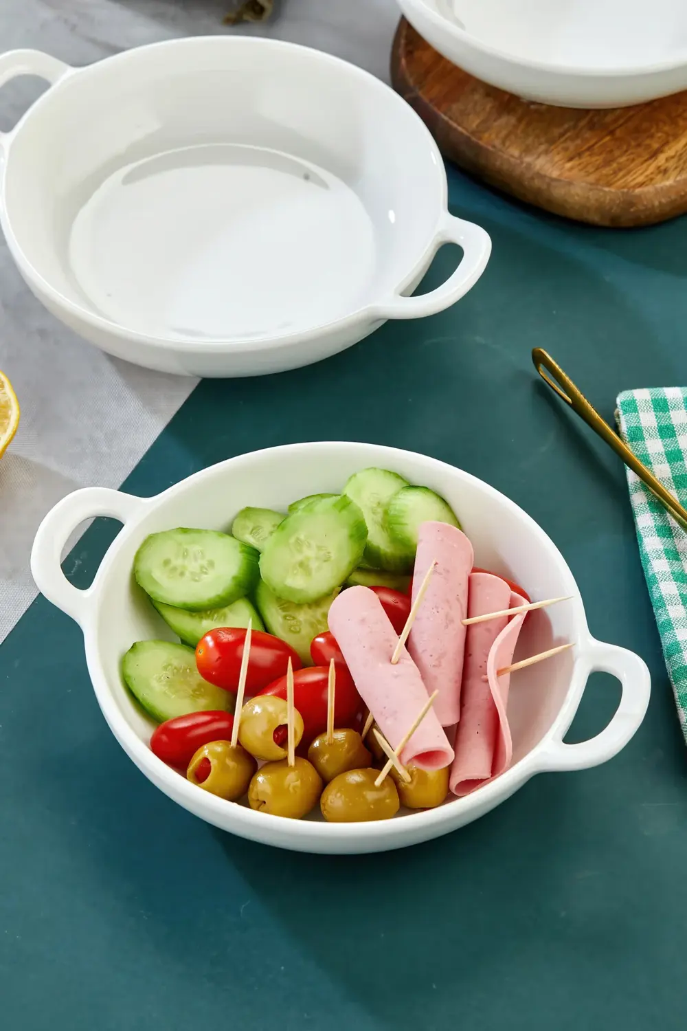 3’lü Porselen Oval Kulplu Meze ve Servis Kasesi Seti 19x15x4,5 cm