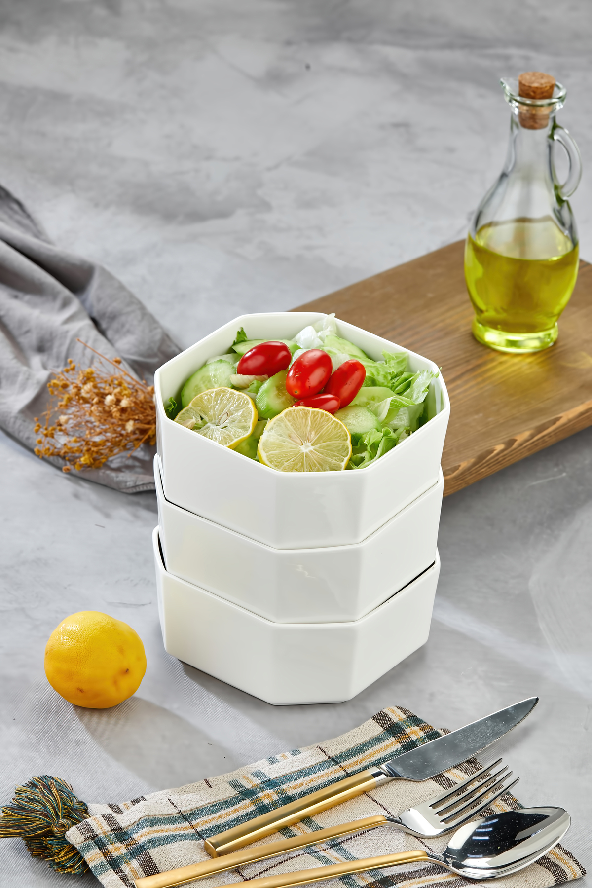 3’lü Porselen Salata ve Servis Kasesi Seti 14,4x5,8 cm – Şık Tasa
