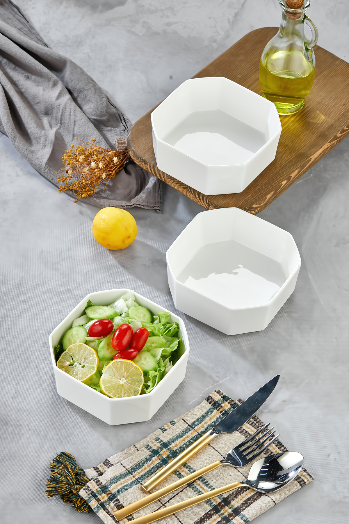 3’lü Porselen Salata ve Servis Kasesi Seti 14,4x5,8 cm – Şık Tasa