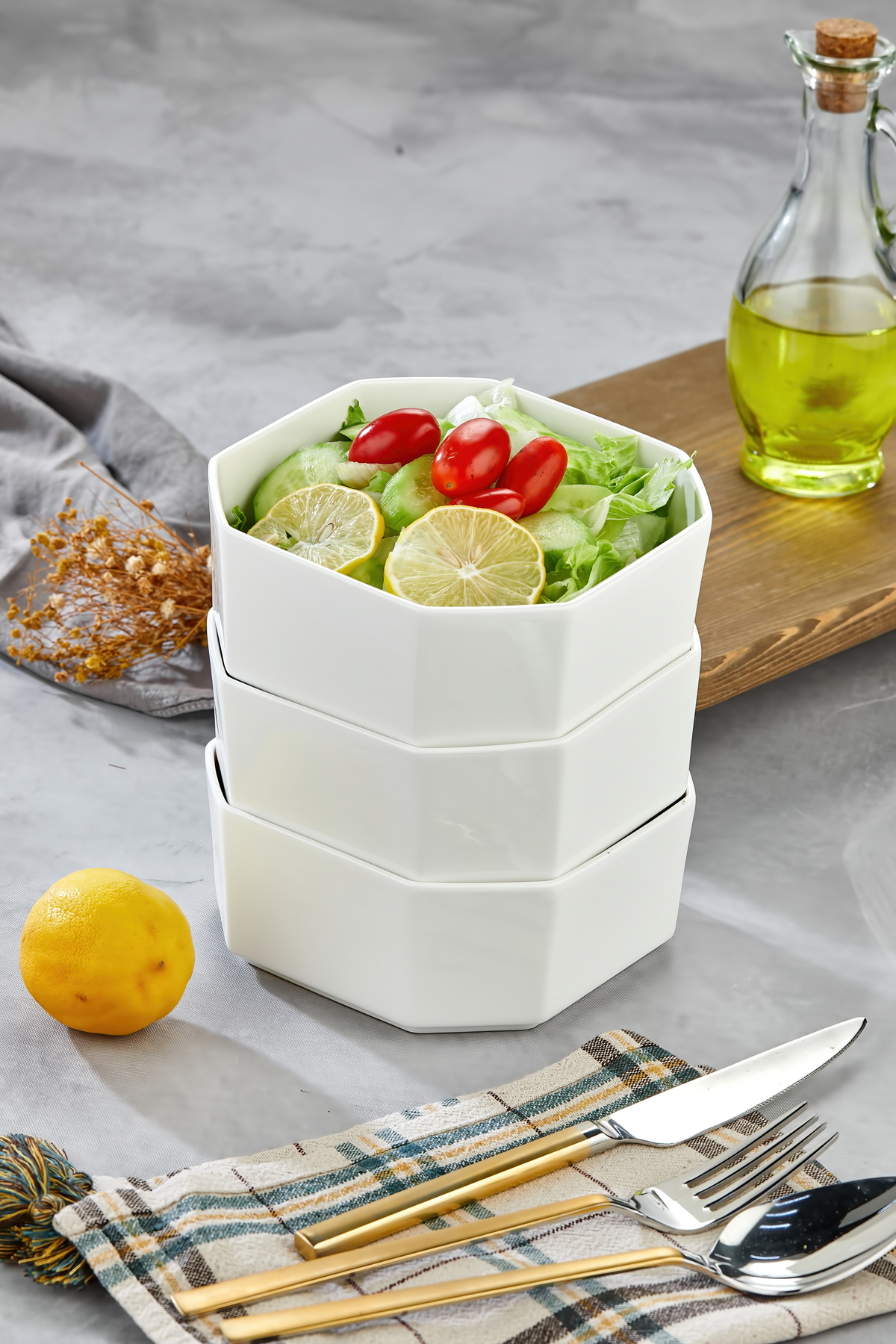 3’lü Porselen Salata ve Servis Kasesi Seti 14,4x5,8 cm – Şık Tasa