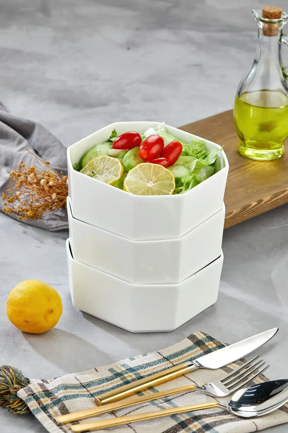 3’lü Porselen Salata ve Servis Kasesi Seti 14,4x5,8 cm – Şık Tasa