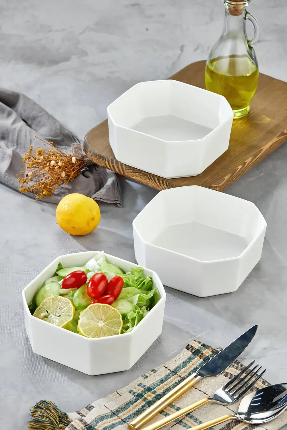 3’lü Porselen Salata ve Servis Kasesi Seti 14,4x5,8 cm – Şık Tasa