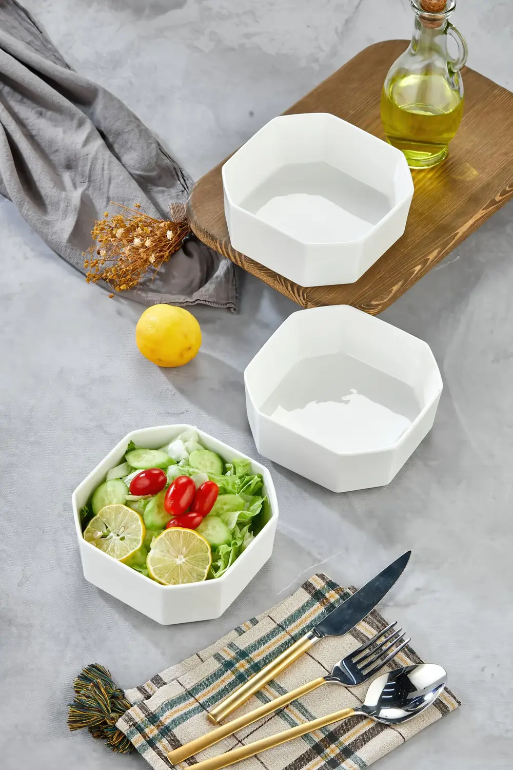 3’lü Porselen Salata ve Servis Kasesi Seti 14,4x5,8 cm – Şık Tasa