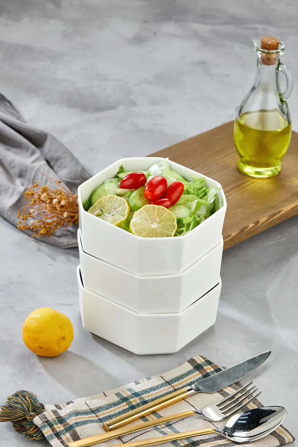 3’lü Porselen Salata ve Servis Kasesi Seti 14,4x5,8 cm – Şık Tasa