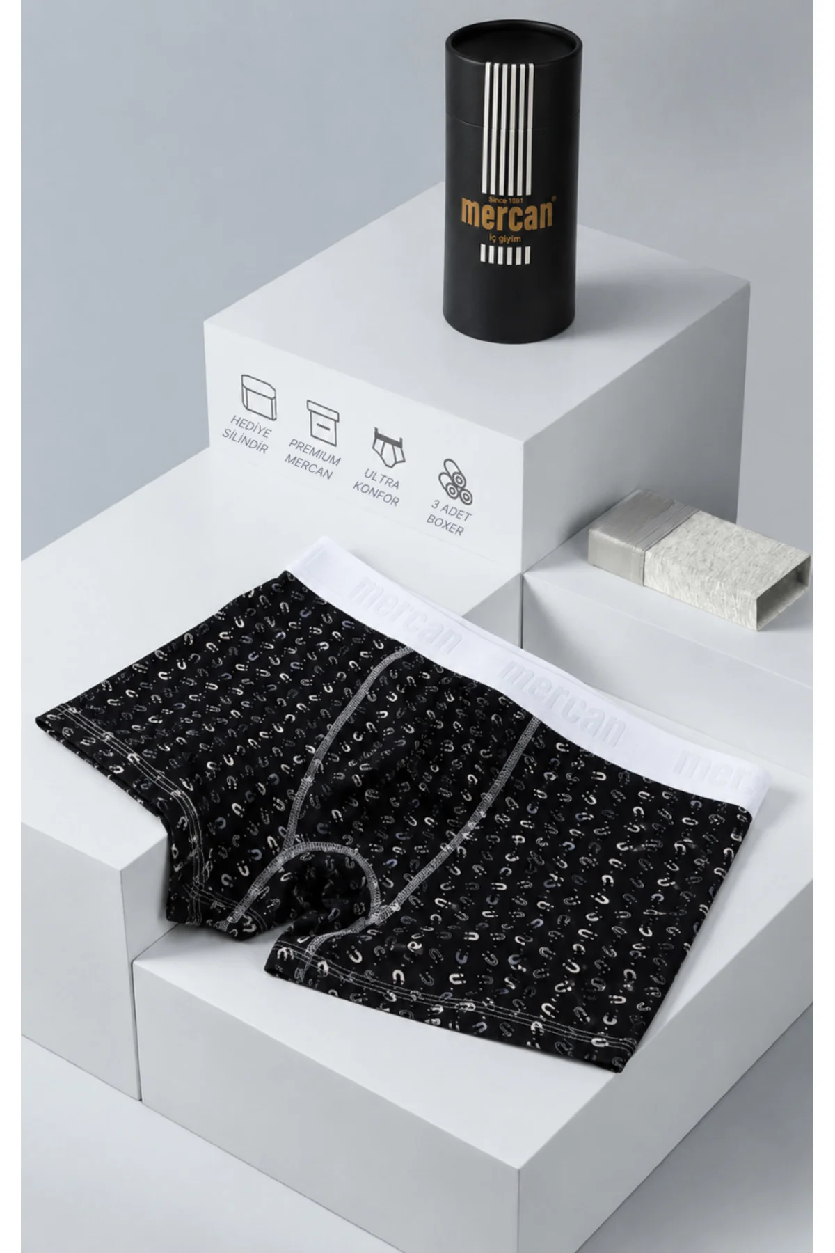3'lü Premium Siyah Erkek Boxer Serisi %96 Pamuklu Silindir Hediyeli 3'lü Premium Siyah Erkek Boxer Serisi %96 Pamuklu Silindir Hediyeli