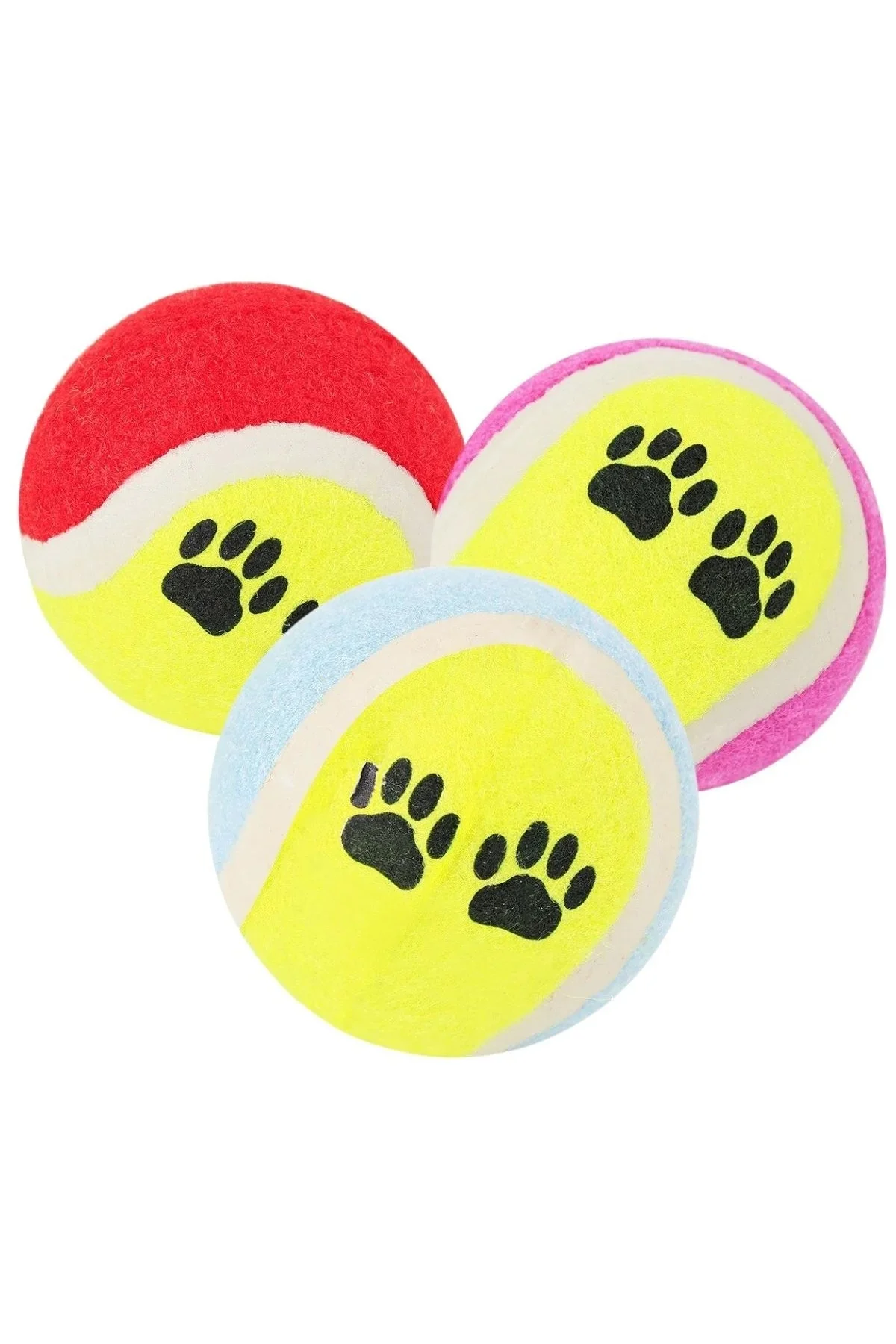3'lü Renkli Desenli Tenis Topu Kedi Köpek Oyuncağı