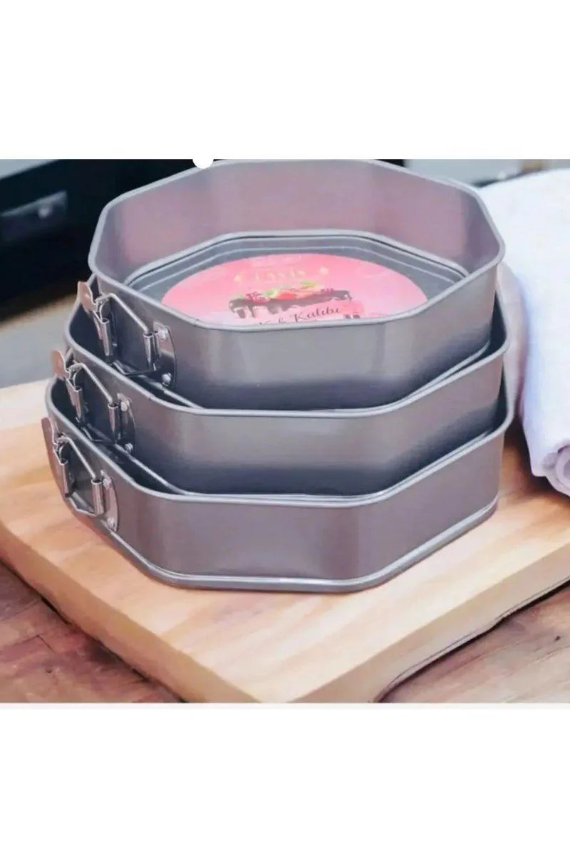 3'lü Sekizgen Kelepçeli Kek Kalıbı - Profesyonel Pasta Kalıbı Seti Fiyatı, Yorumları ve Özellikleri