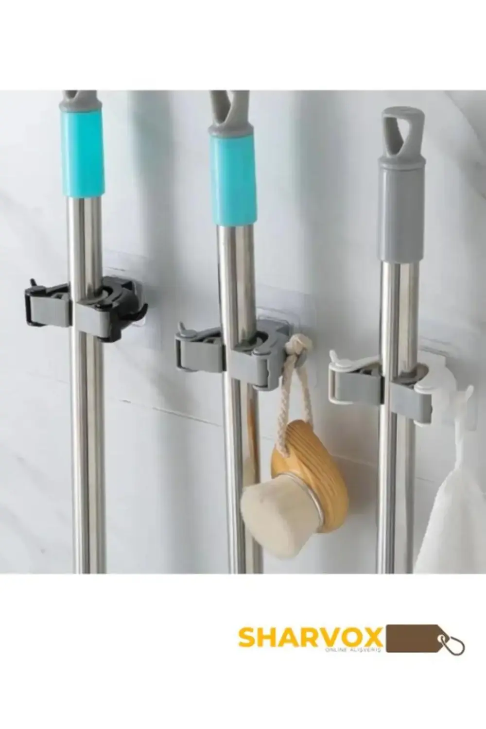 3'Lü Set Çok Amaçlı Mob Askısı Sap Tutucu Mutfak ve Banyo Askısı