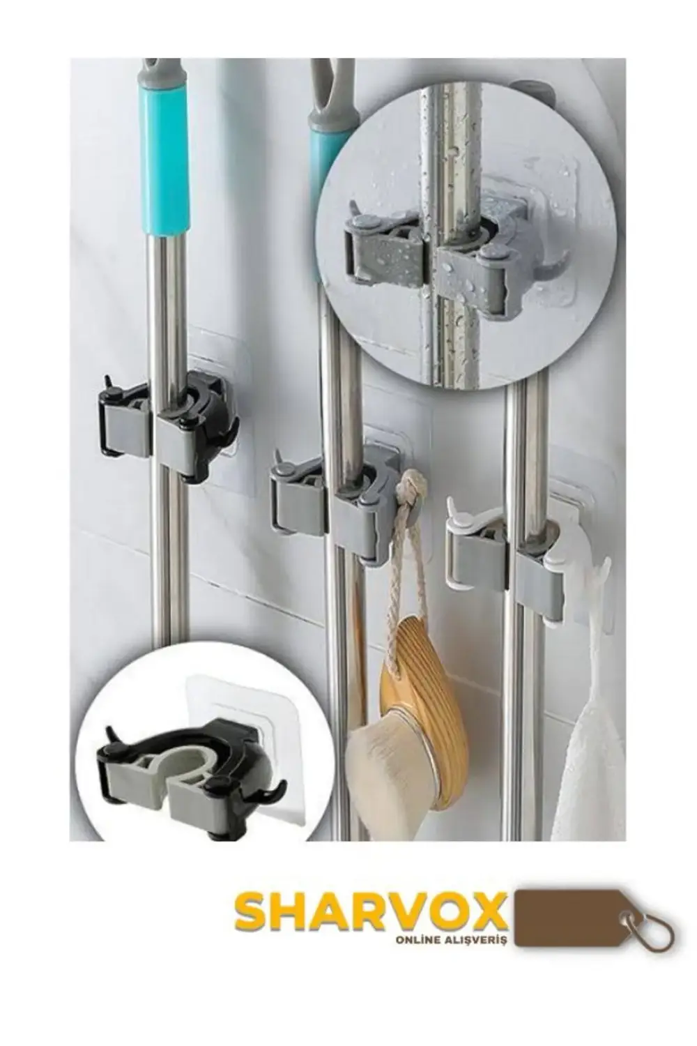 3'Lü Set Çok Amaçlı Mob Askısı Sap Tutucu Mutfak ve Banyo Askısı
