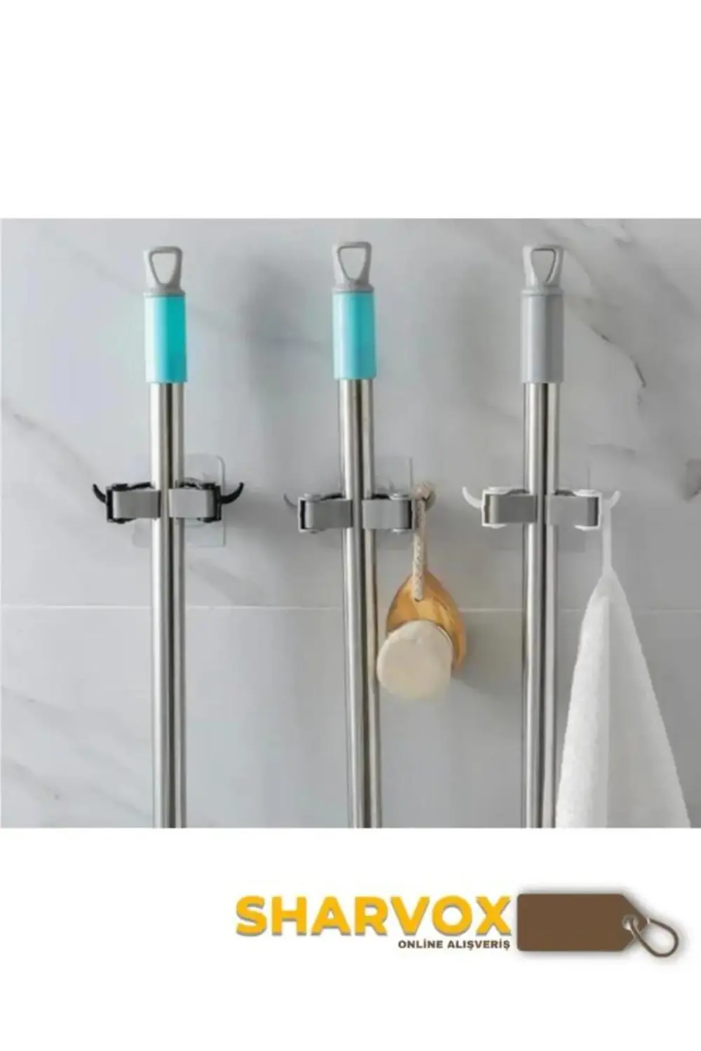 3'Lü Set Çok Amaçlı Mob Askısı Sap Tutucu Mutfak ve Banyo Askısı