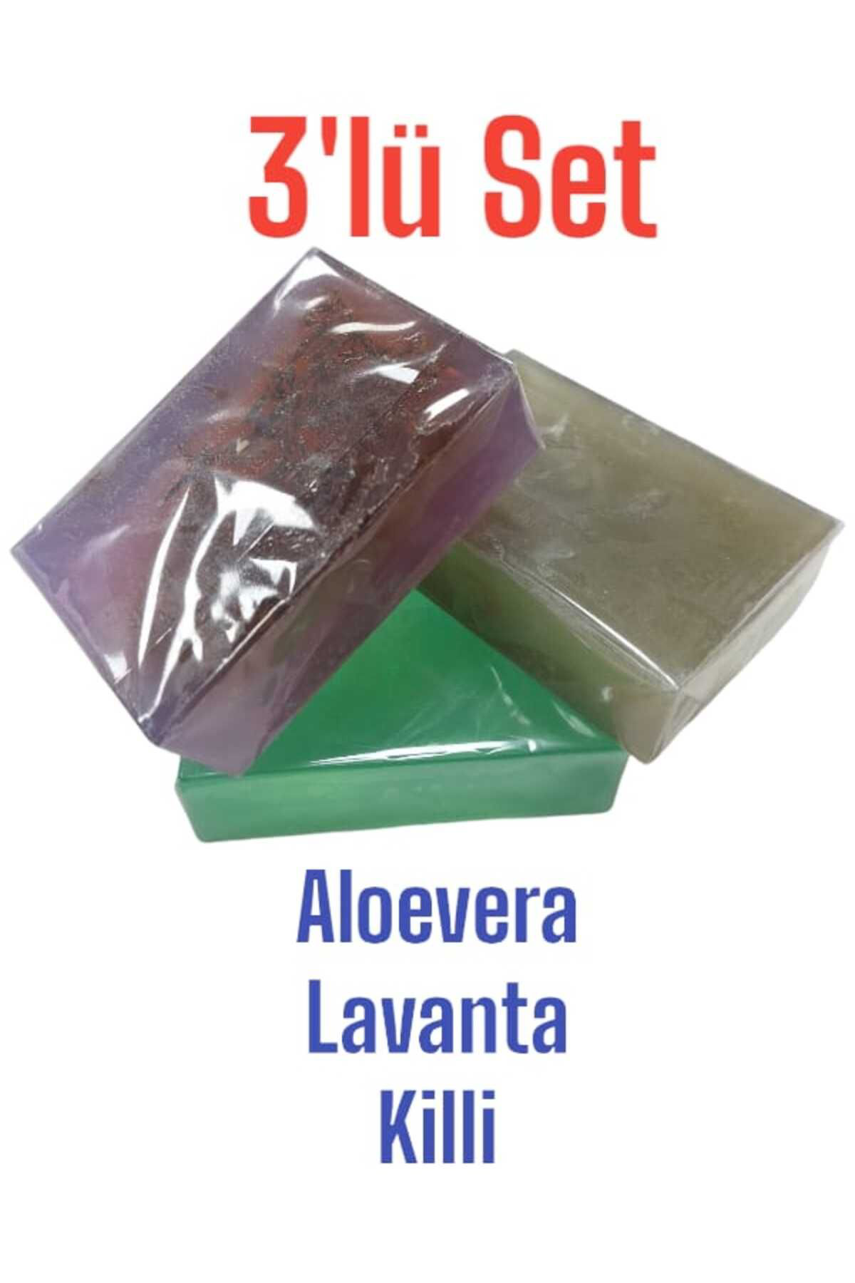 Trendmilano 3Lü Set Doğal Sabun Aloe Vera - Lavanta - Killi 3 Adet
