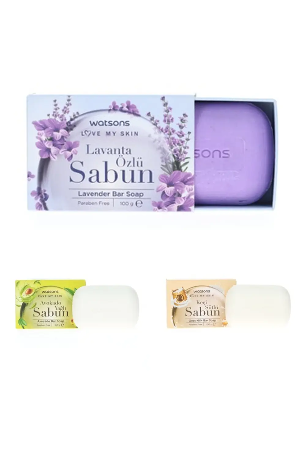 3'lü set lavanta özlü- keçi sütlü-avokado yağlı bar soap katı sab
