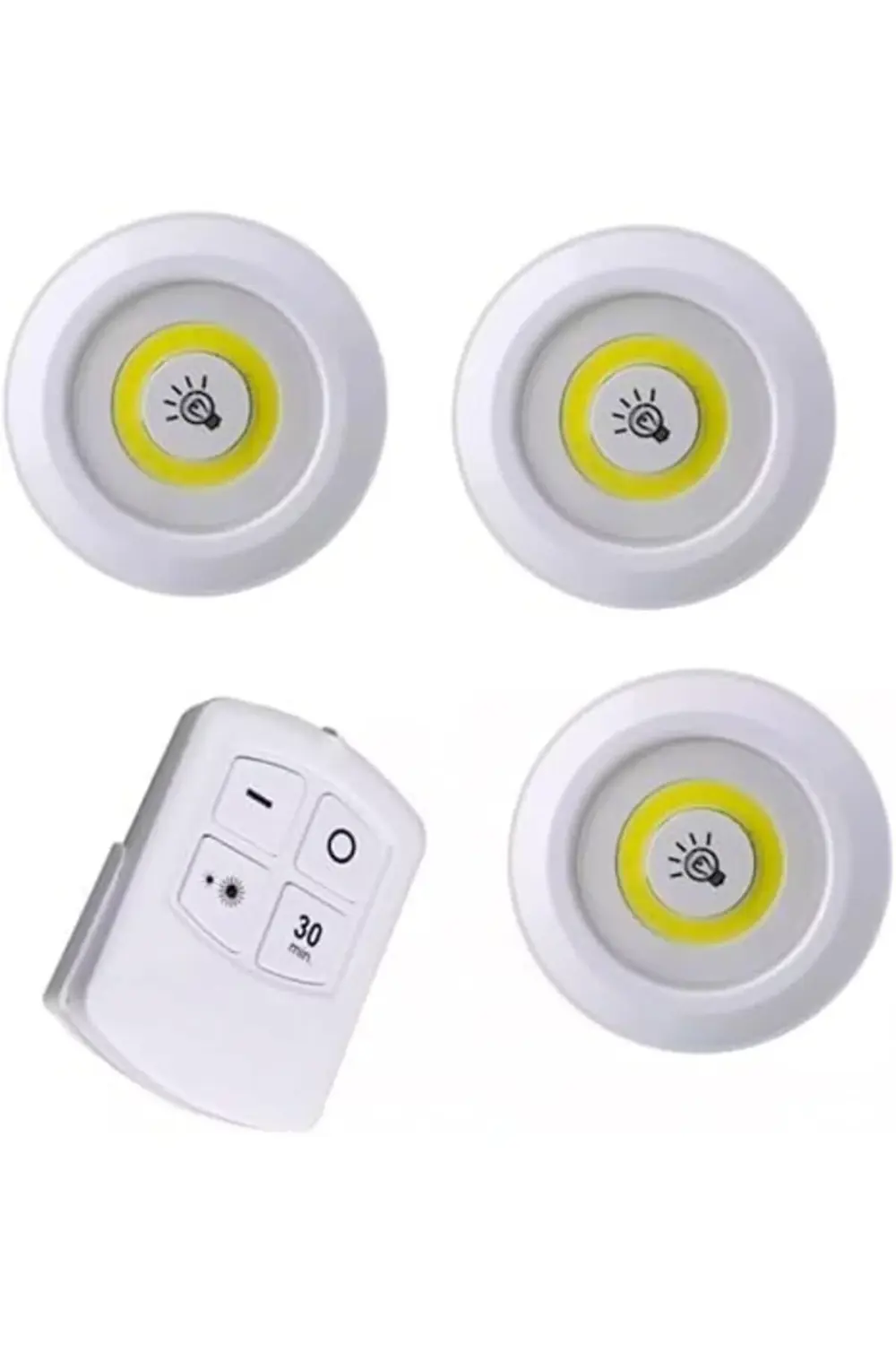 3'lü set, pille çalışır, uzaktan kumandalı, ayarlanabilir parlakl