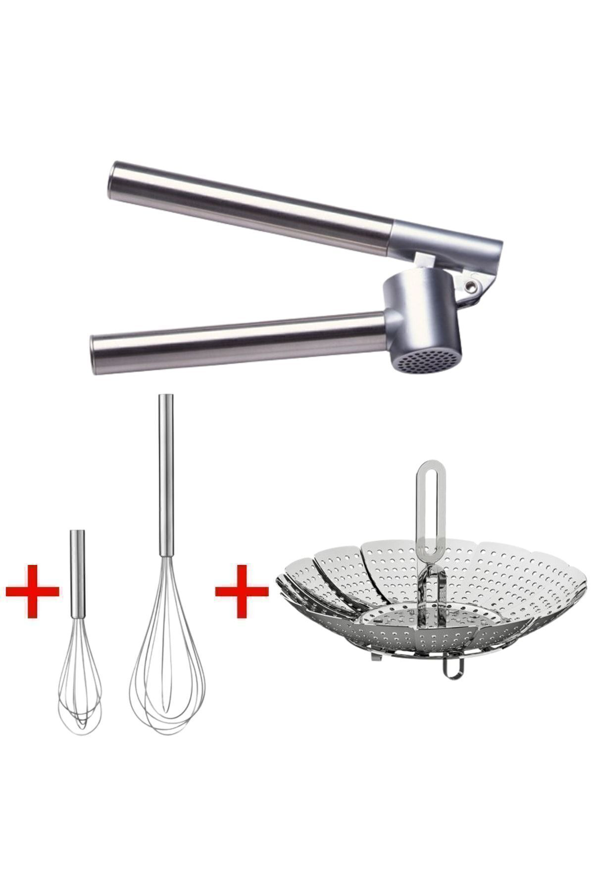 İkea 3'Lü Set Sarımsak Ezici - Buharda Pişirici - Çırpıcı