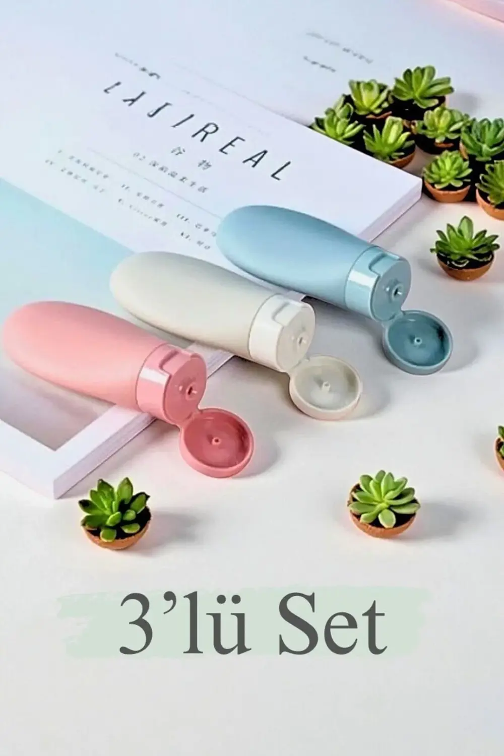 3’lü Silikon Sıvı Sabun & Şampuan Seyahat Şişesi 60 ml