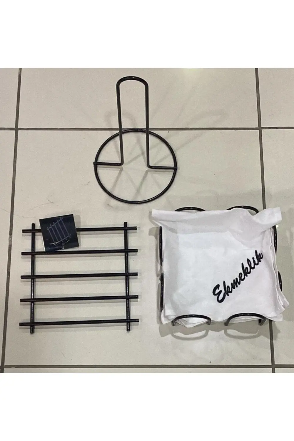 3'lü Siyah Nihale Peçetelik Havluluk Seti Black Rengi Paslanmaz Ç