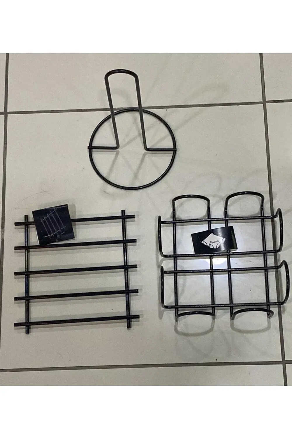 3'lü Siyah Nihale Peçetelik Havluluk Seti Black Rengi Paslanmaz Ç