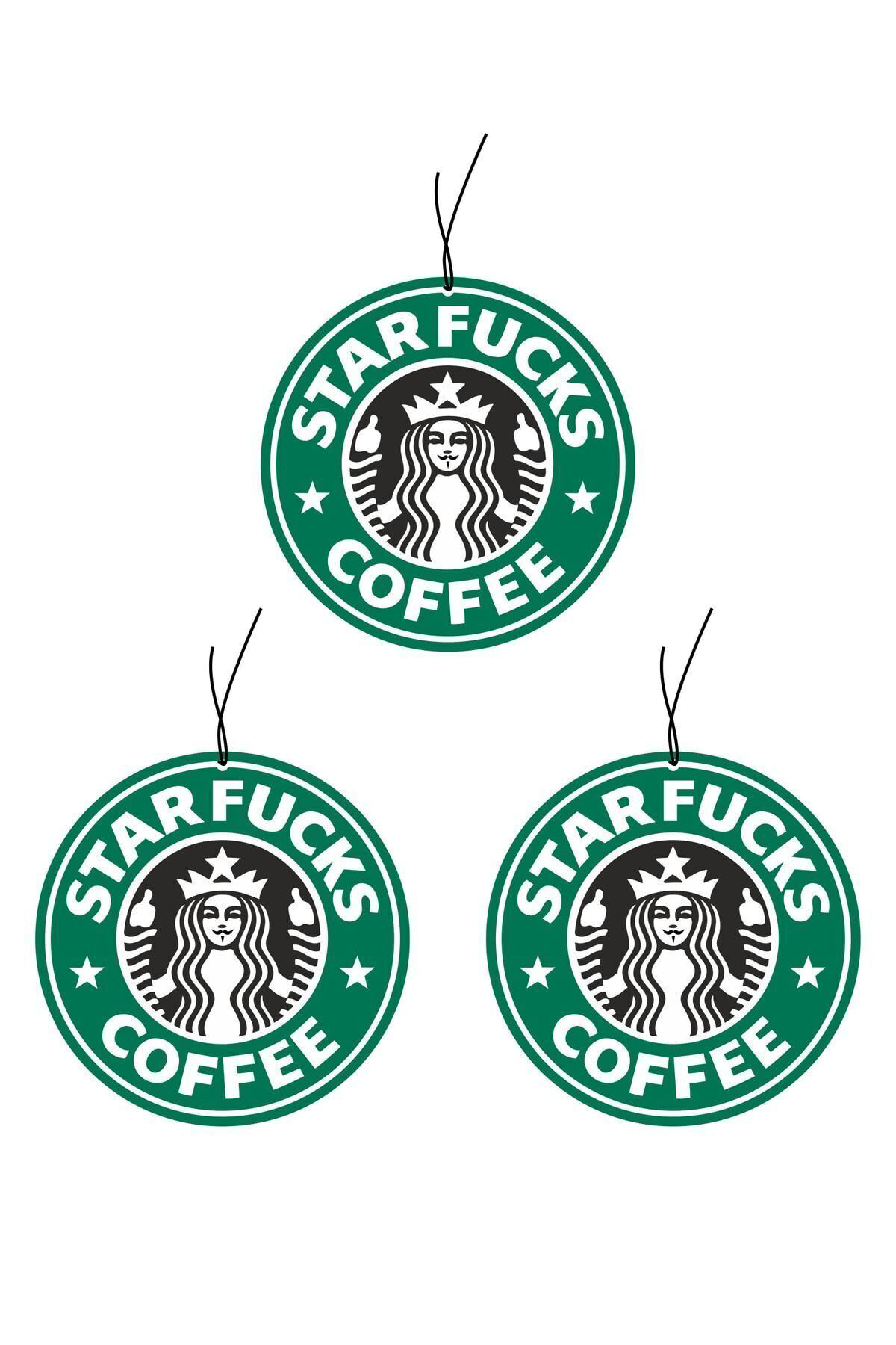 3lü Starfucks Coffe Tasarımlı Dekoratif Araba Oto Kokusu Ve Akses