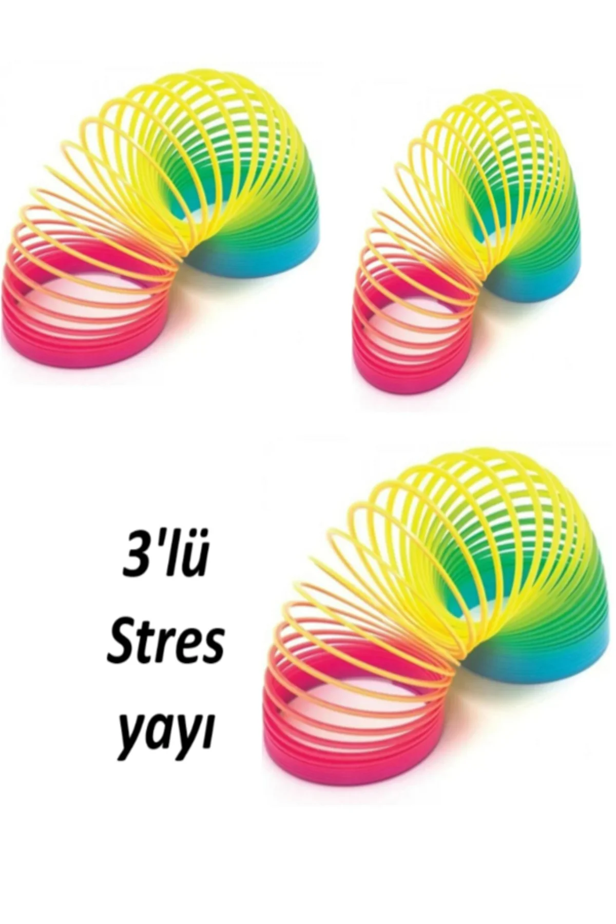 3'lü Stres Yayı Fosforlu Yay Fosforlu Oyuncak Yay