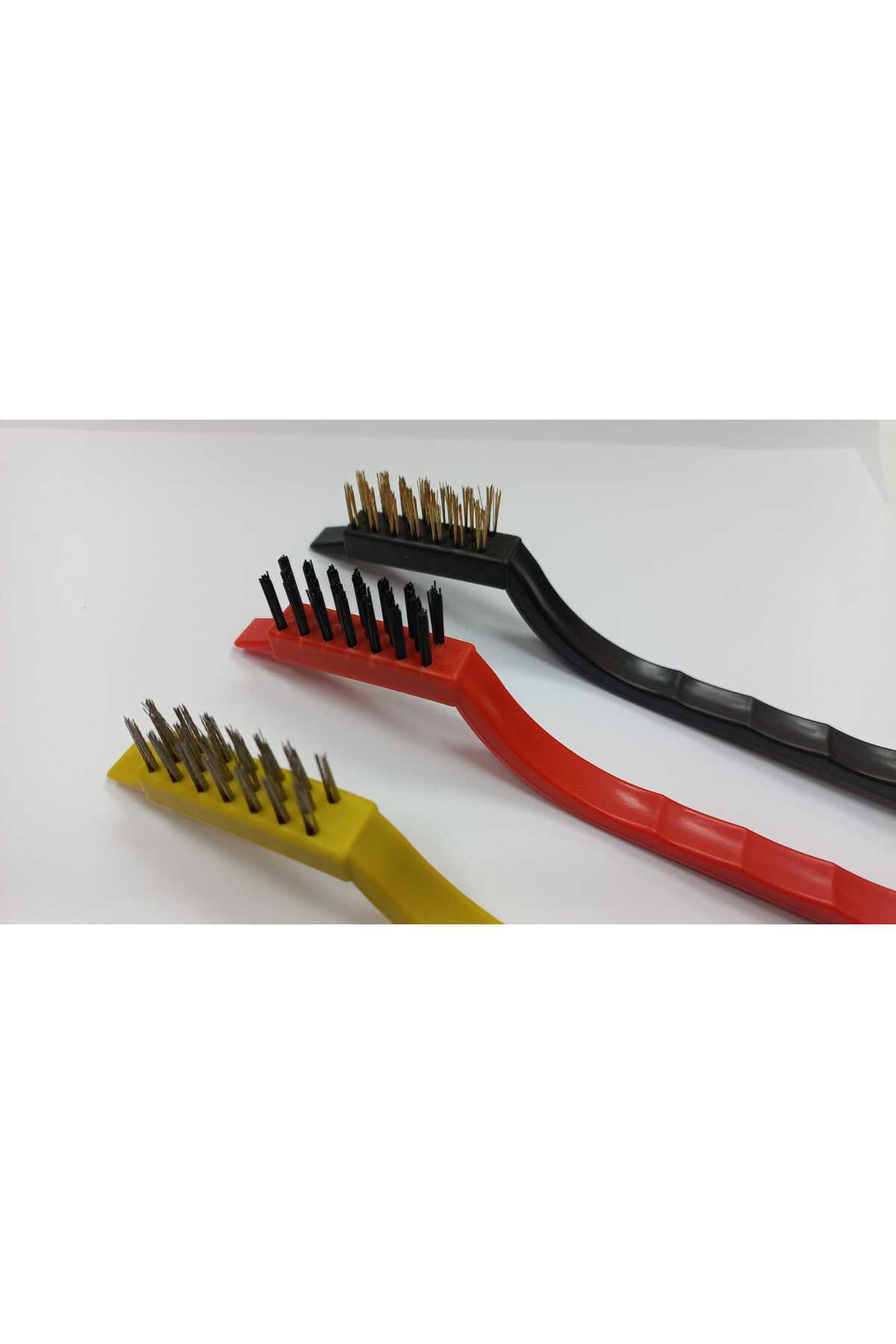 3'lü tel fırça seti pirinç-naylon-çelik fırça